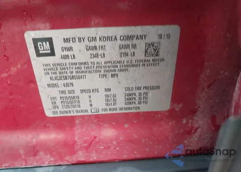 2016 Buick Encore z USA, uszkodzony, nr VIN KL4CJESB7GB556417